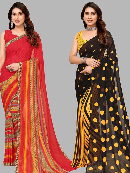 women pack of 2 casual wear combo sarees with blouse - 21434416 - Very Small Image - 1