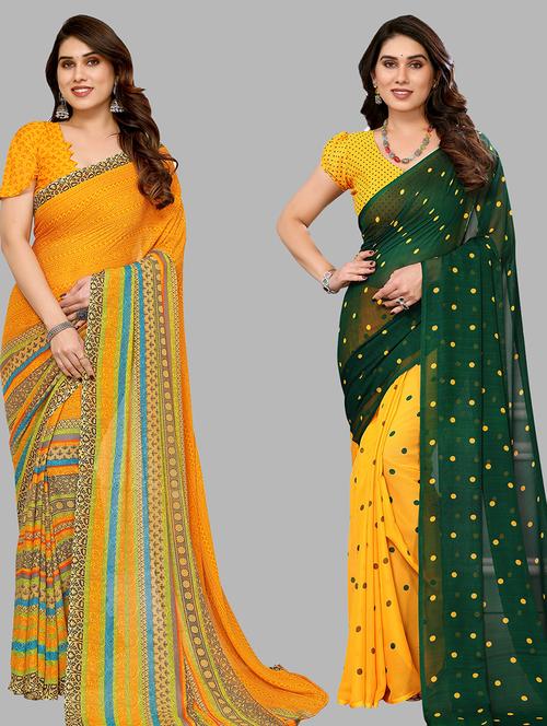 women pack of 2 casual wear combo sarees with blouse - 21434417 - Very Small Image - 1