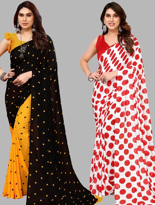 women pack of 2 casual wear combo sarees with blouse - 21434426 - Very Small Image - 1