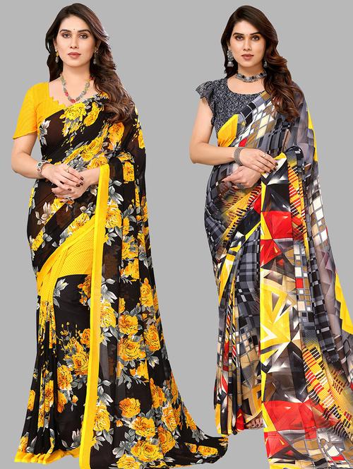 women pack of 2 casual wear combo saree with blouse - 21434437 - Very Small Image - 1