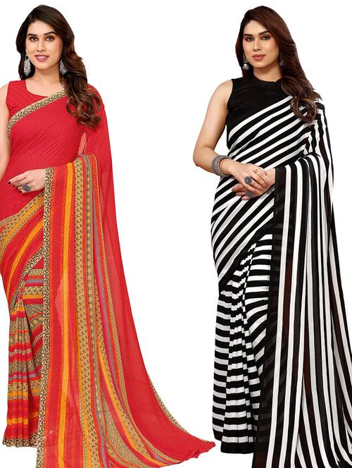 women pack of 2 casual wear combo sarees with blouse - 21434440 - Very Small Image - 1