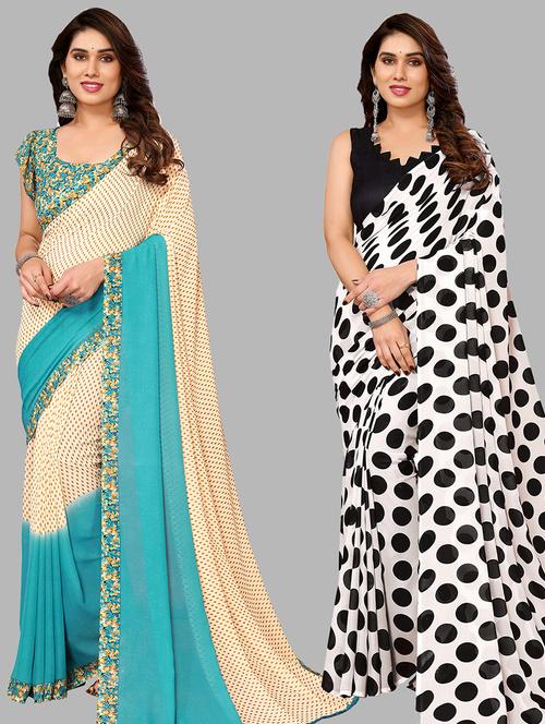 women pack of 2 casual wear combo sarees with blouse - 21434449 - Very Small Image - 1