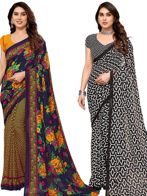women pack of 2 casual wear combo sarees with blouse - 21434451 - Very Small Image - 1