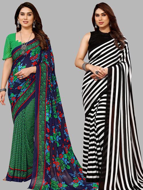 women pack of 2 casual wear combo sarees with blouse - 21434453 - Very Small Image - 1