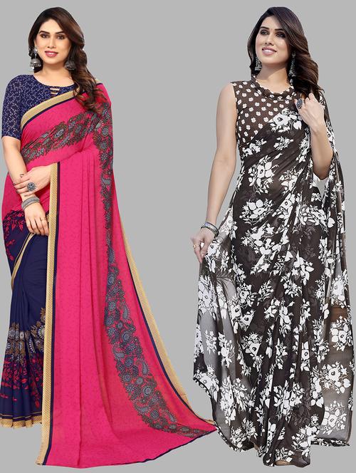 women pack of 2 casual wear combo saree with blouse - 21434460 - Very Small Image - 1