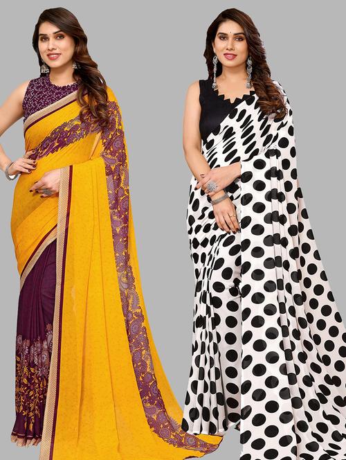 women pack of 2 casual wear combo sarees with blouse - 21434461 - Very Small Image - 1