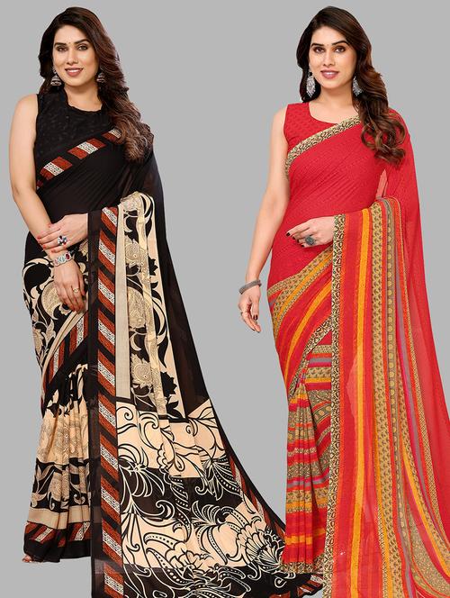 women pack of 2 casual wear combo saree with blouse - 21434463 - Very Small Image - 1