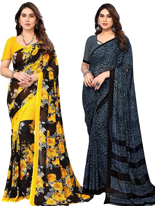 women pack of 2 casual wear combo sarees with blouse - 21434468 - Very Small Image - 1