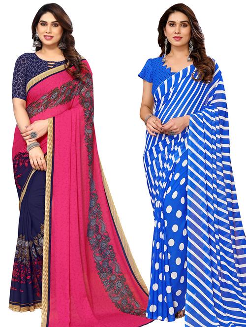 women pack of 2 casual wear combo saree with blouse - 21434470 - Very Small Image - 1