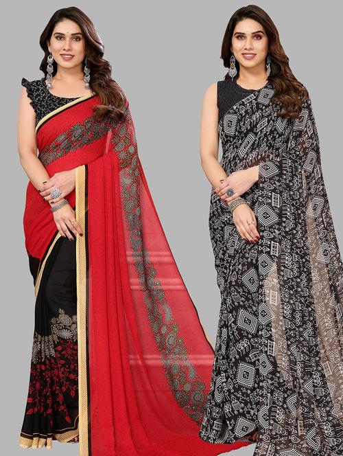 women pack of 2 casual wear combo sarees with blouse - 21434639 - Very Small Image - 1