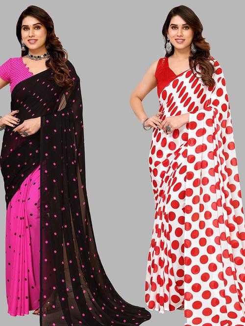 women pack of 2 casual wear combo sarees with blouse - 21434641 - Very Small Image - 1