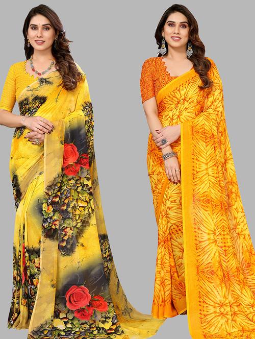 women pack of 2 casual wear combo saree with blouse - 21434668 - Very Small Image - 1