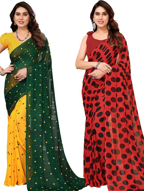 women pack of 2 casual wear combo sarees with blouse - 21434676 - Very Small Image - 1