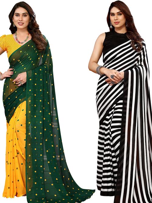 women pack of 2 casual wear combo sarees with blouse - 21434682 - Very Small Image - 1