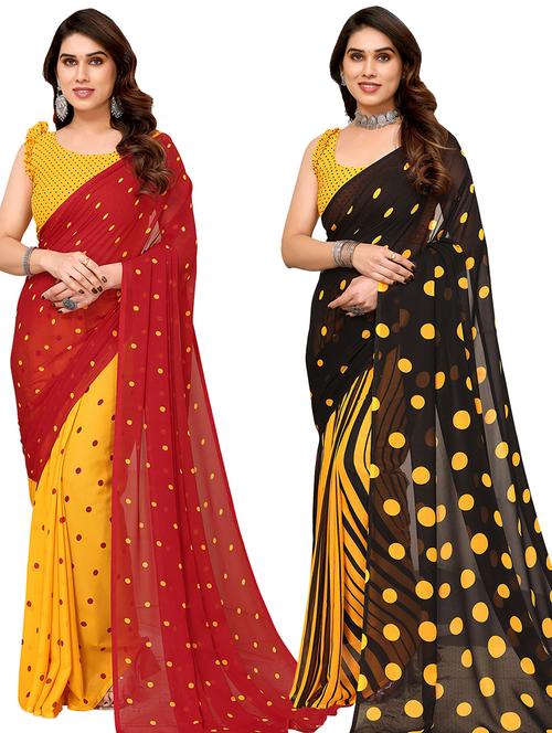 women pack of 2 casual wear combo sarees with blouse - 21434687 - Very Small Image - 1