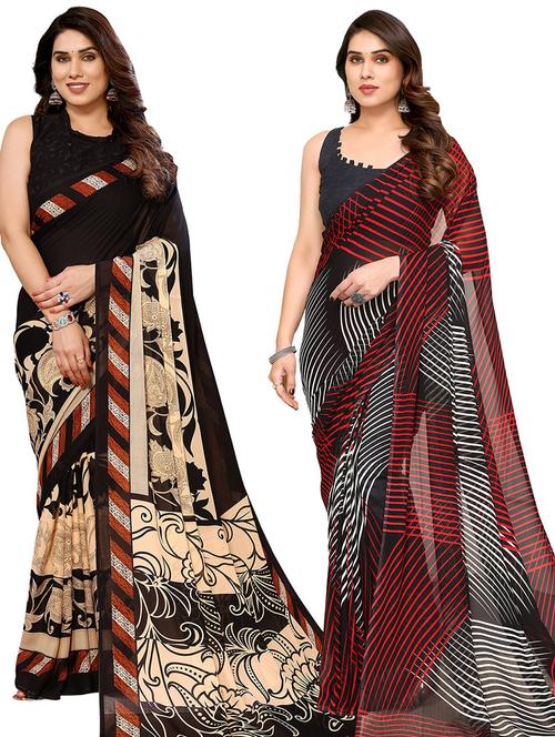 women pack of 2 casual wear combo sarees with blouse - 21434713 - Very Small Image - 1