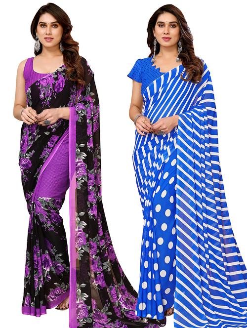 women pack of 2 casual wear combo sarees with blouse - 21434715 - Very Small Image - 1