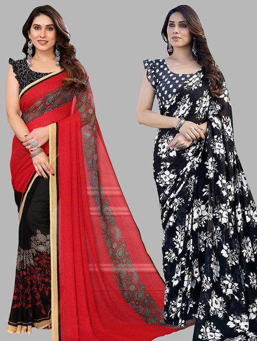 women pack of 2 casual wear combo saree with blouse - 21434730 - Very Small Image - 1
