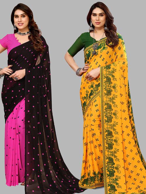 women pack of 2 casual wear combo sarees with blouse - 21434732 - Very Small Image - 1