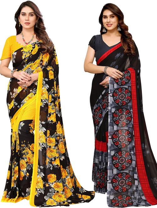 women pack of 2 casual wear combo sarees with blouse - 21434735 - Very Small Image - 1