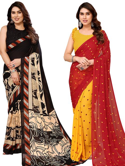 women pack of 2 casual wear combo sarees with blouse - 21434737 - Very Small Image - 1