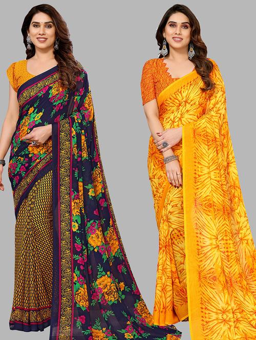 women pack of 2 casual wear combo saree with blouse - 21434749 - Very Small Image - 1