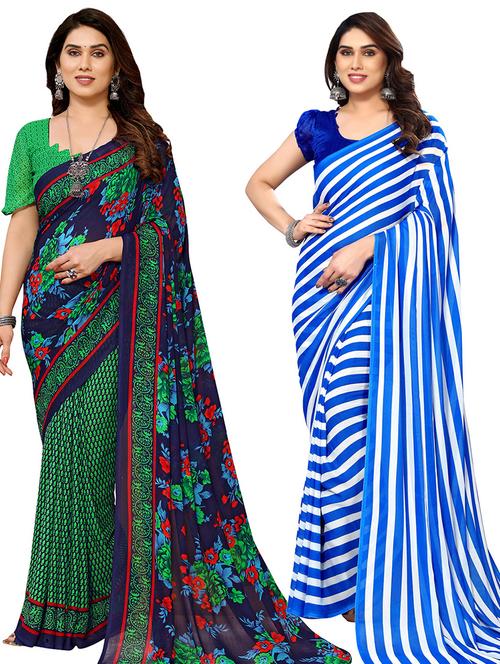 women pack of 2 casual wear combo sarees with blouse - 21434763 - Very Small Image - 1