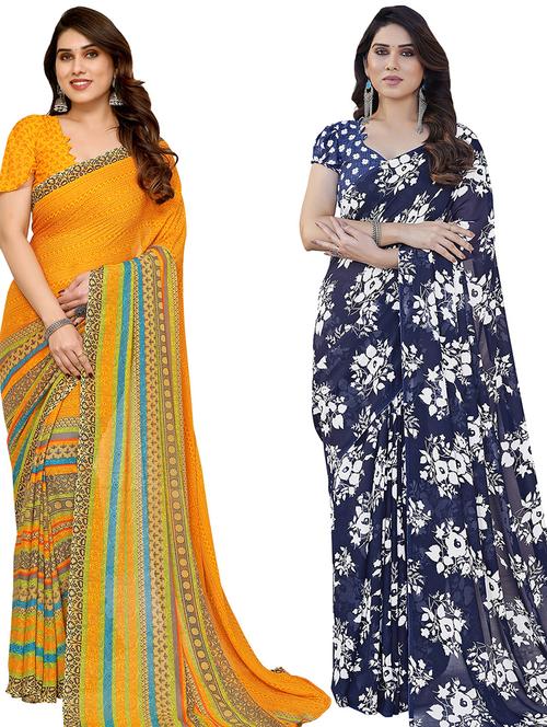 women pack of 2 casual wear combo sarees with blouse - 21434788 - Very Small Image - 1