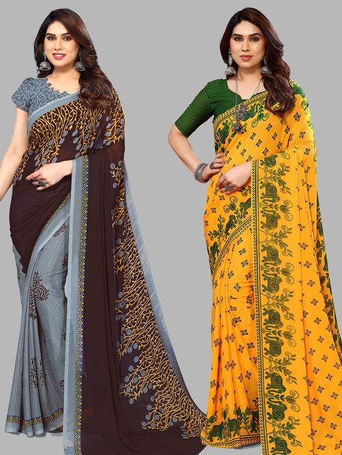 women pack of 2 casual wear combo sarees with blouse - 21434798 - Very Small Image - 1