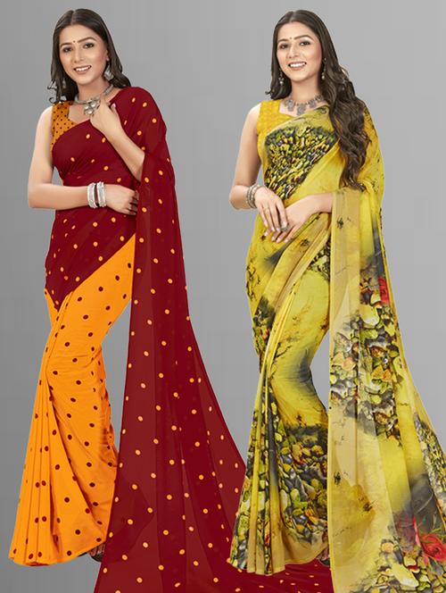 women pack of 2 casual wear sarees - 21434818 - Very Small Image - 1