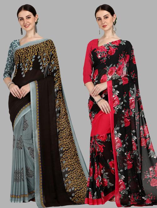 women pack of 2 casual wear sarees - 21434826 - Very Small Image - 1