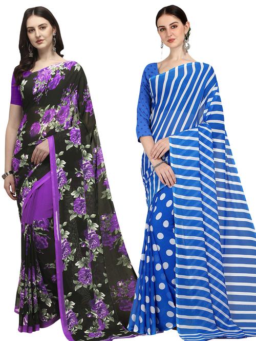 women pack of 2 casual wear combo sarees with blouse - 21434843 - Very Small Image - 1