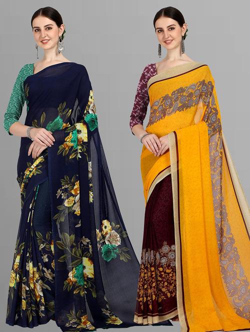 women pack of 2 casual wear sarees - 21434849 - Very Small Image - 1