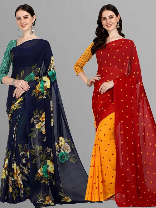 women pack of 2 casual wear sarees - 21434850 - Very Small Image - 1