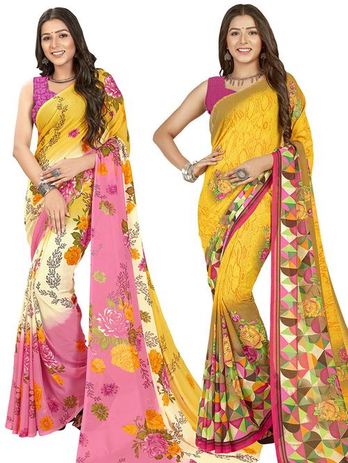 women pack of 2 casual wear combo sarees - 21434861 - Very Small Image - 1