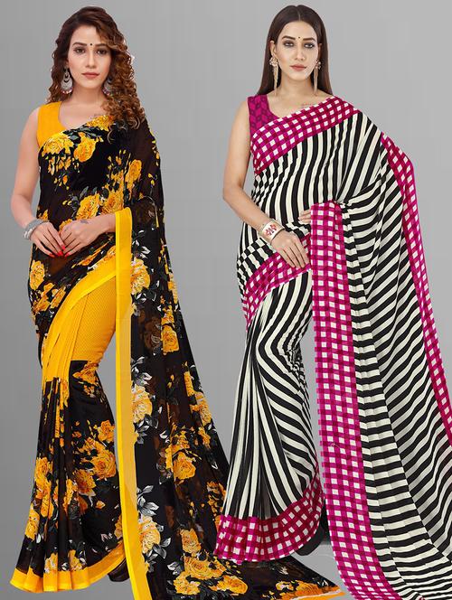 women pack of 2 casual wear sarees - 21434867 - Very Small Image - 1