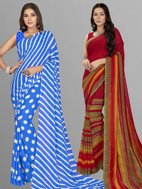 women pack of 2 casual wear sarees - 21434868 - Very Small Image - 1