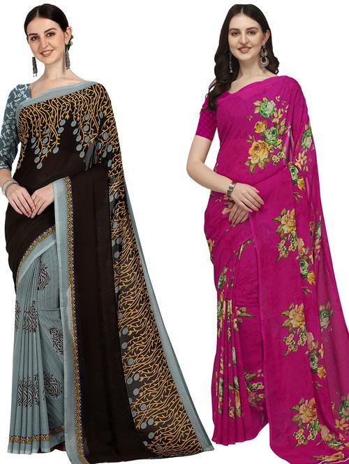 women pack of 2 casual wear sarees - 21434873 - Very Small Image - 1