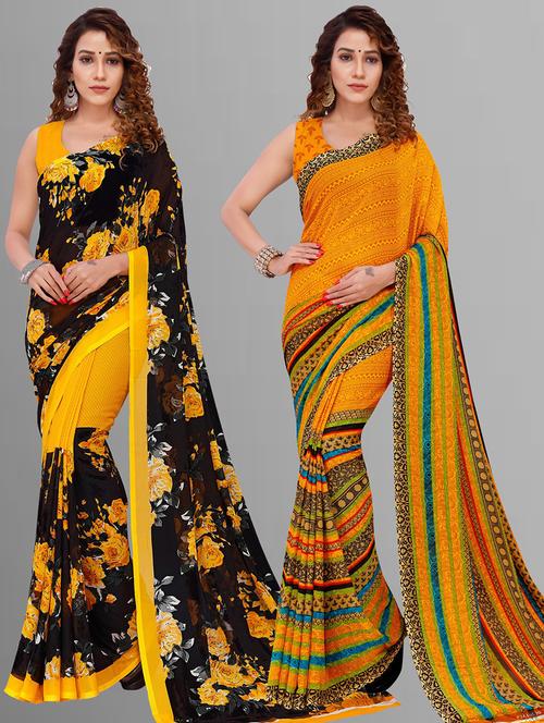 women pack of 2 casual wear combo sarees - 21434874 - Very Small Image - 1