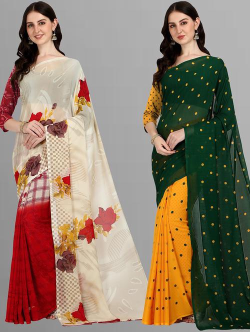 women pack of 2 casual wear sarees - 21434875 - Very Small Image - 1