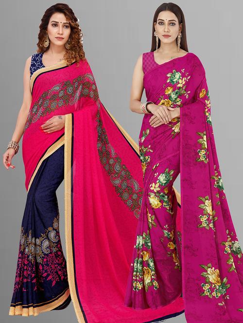women pack of 2 casual wear sarees - 21434878 - Very Small Image - 1