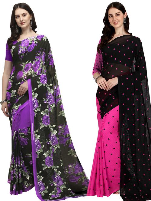 women pack of 2 casual wear combo sarees with blouse - 21434879 - Very Small Image - 1