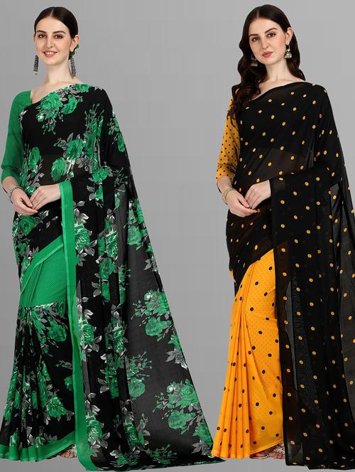women pack of 2 casual wear combo sarees with blouse - 21434883 - Very Small Image - 1