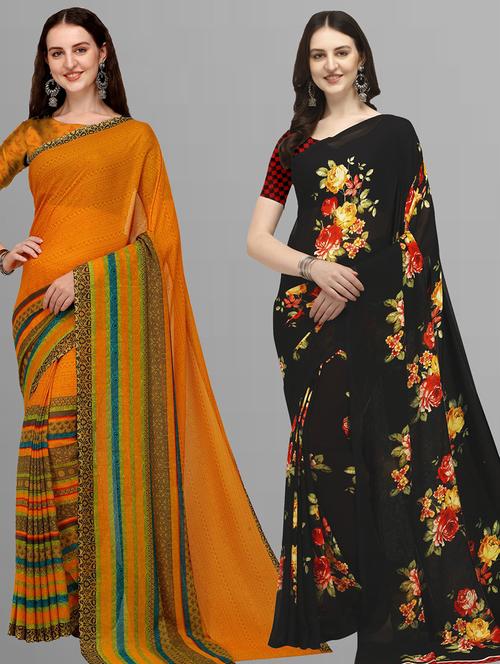 women pack of 2 casual wear sarees - 21434886 - Very Small Image - 1