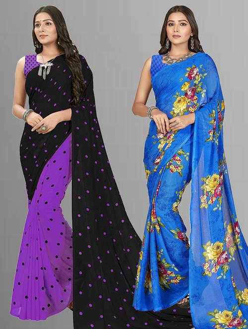 women pack of 2 casual wear sarees - 21434888 - Very Small Image - 1