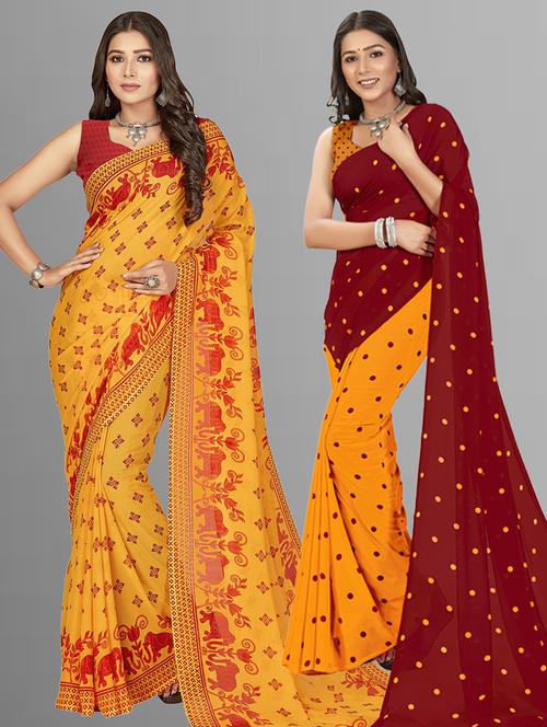 women pack of 2 casual wear sarees - 21434889 - Very Small Image - 1