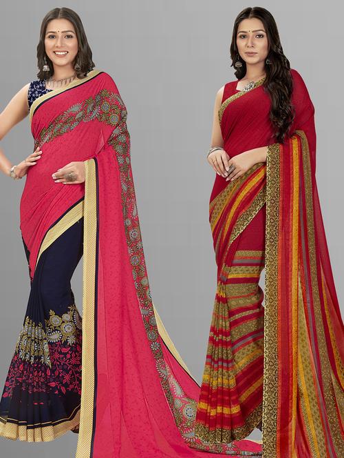 women pack of 2 casual wear sarees - 21434893 - Very Small Image - 1