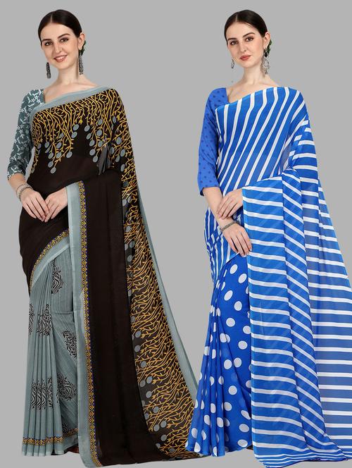 women pack of 2 casual wear combo sarees - 21434900 - Very Small Image - 1