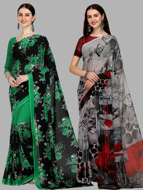 women pack of 2 casual wear sarees - 21434901 - Very Small Image - 1
