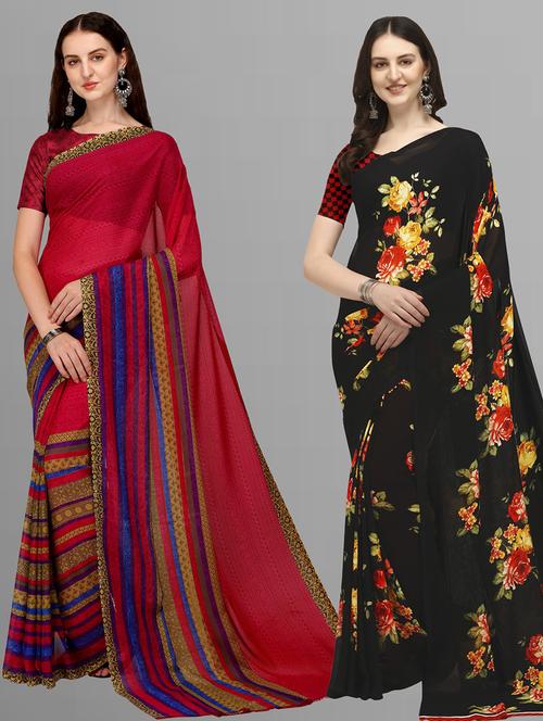women pack of 2 casual wear sarees - 21434902 - Very Small Image - 1